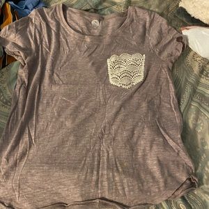 Lavender T shirt cream color pocket design